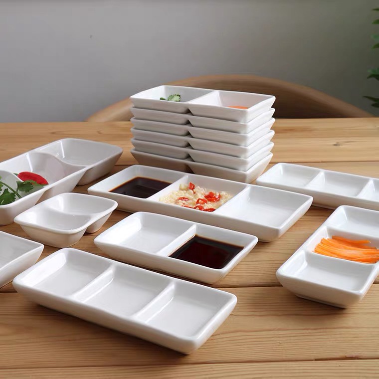 陶瓷长方两格/日式调料碟/酱料蘸料碟产品图