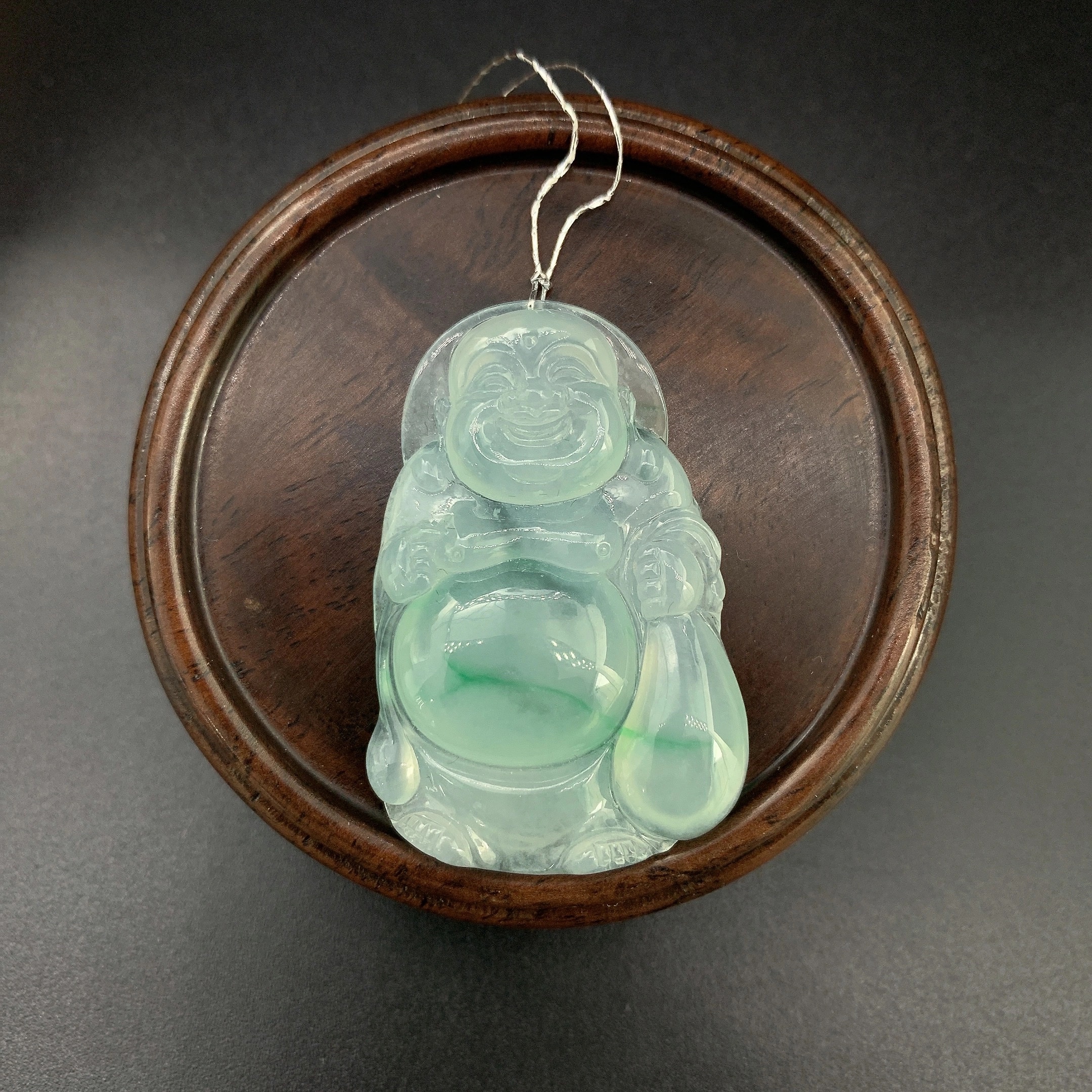 【 Oriental Jade 】 Natural Burmese jadeite and jade A-grade glutinous ice gold thread type cloth bag Buddha Pendant jadeite necklace details Picture
