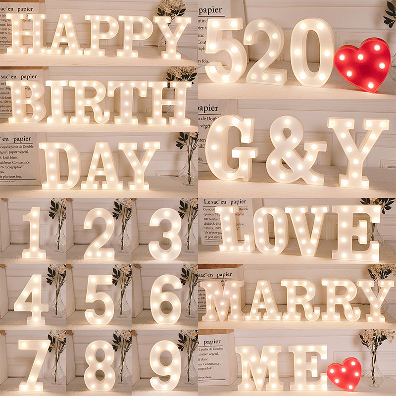 led letter light proposal decoration creative items Birthday marryme Romantic Qixi Valentine's Day scene decoration JD Craft LED light string 79 Application Scenario