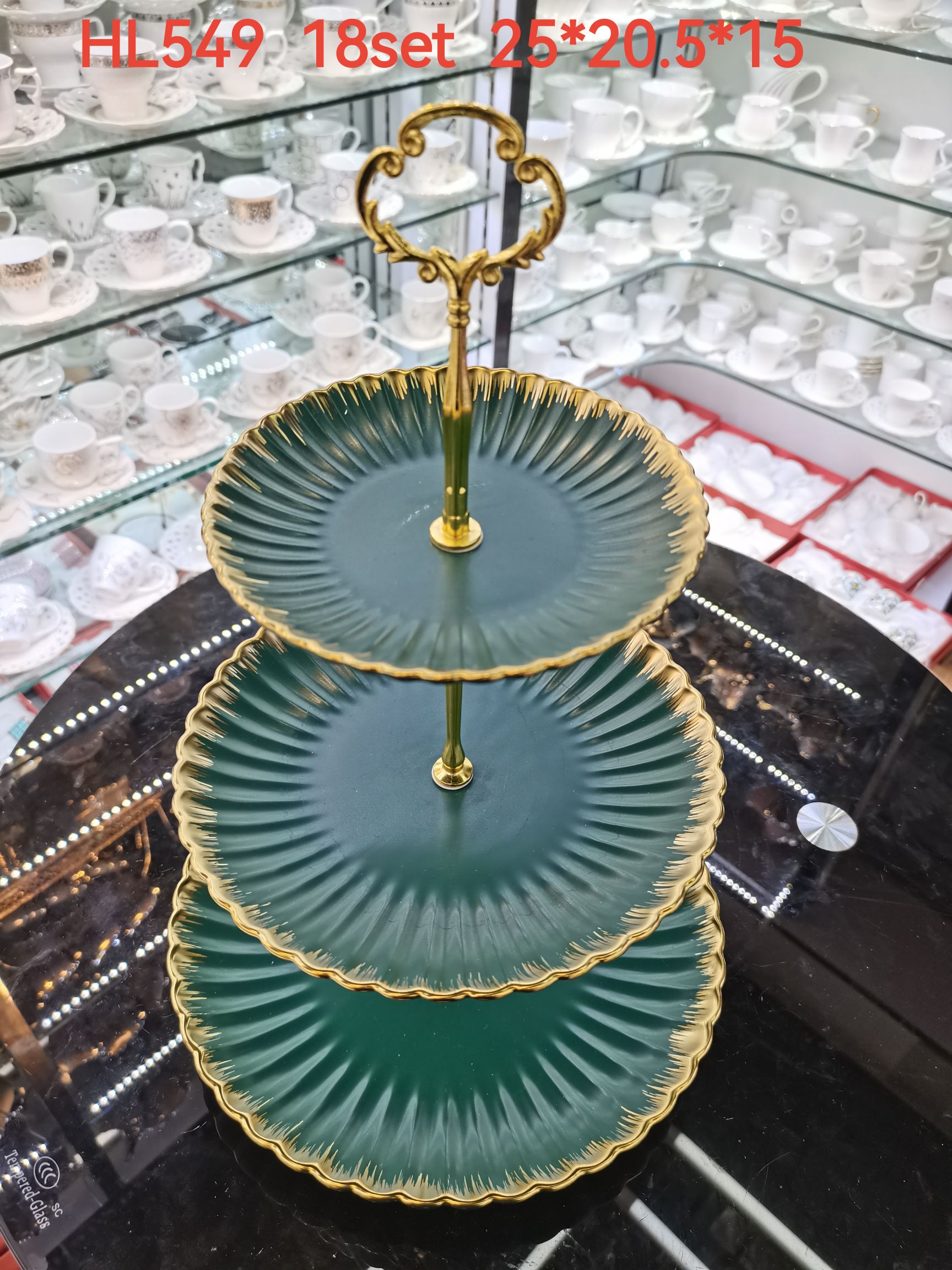 European-style ceramic fruit plate, three-layer pastry stand, living room fruit plate, wedding dessert, cake plate, cake stand, candy plate, Medley 043 Specification image