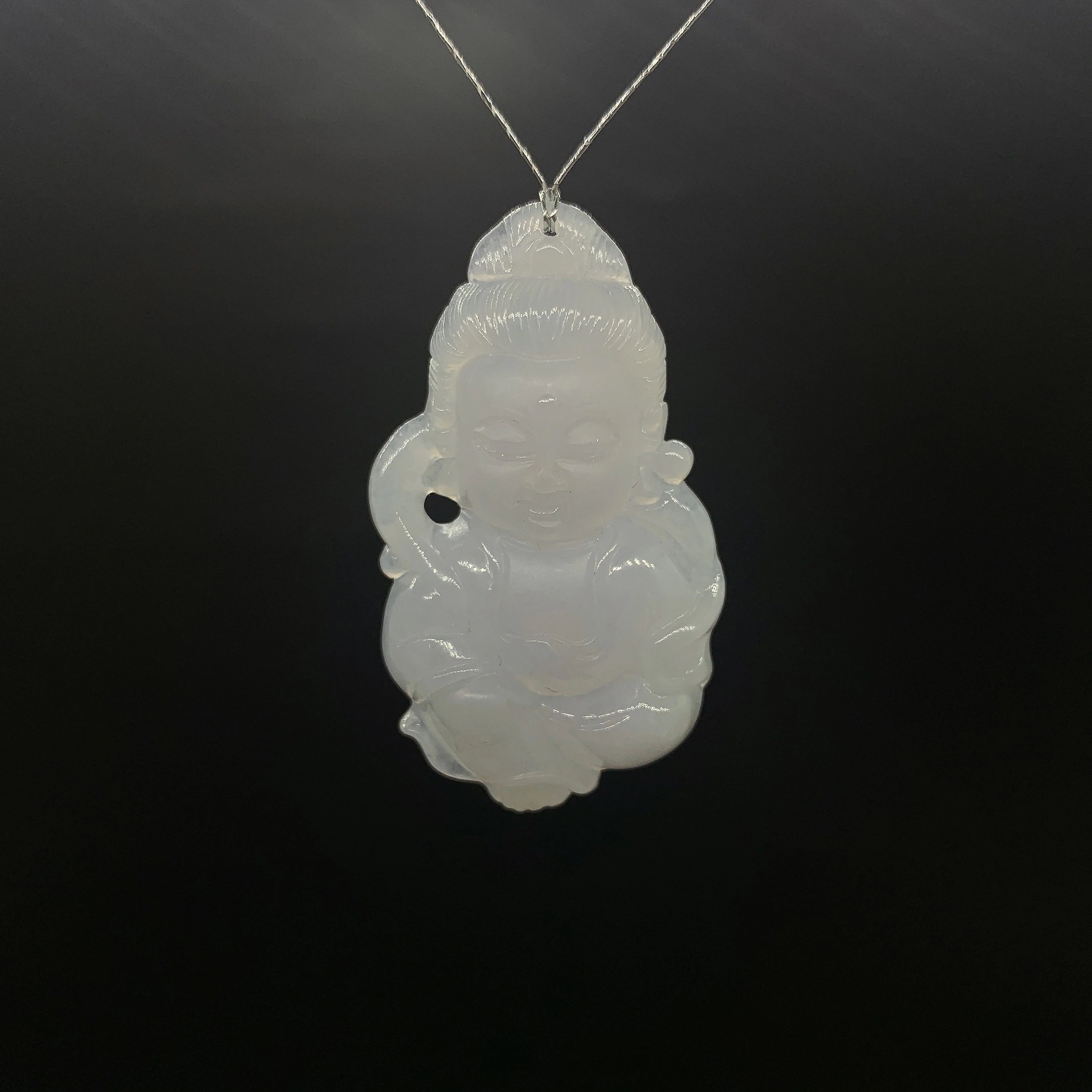 【 Oriental Jade 】 Natural Burmese jadeite and jade A-grade glutinous variety Baby Buddha Guanyin Pendant jadeite necklace details Picture