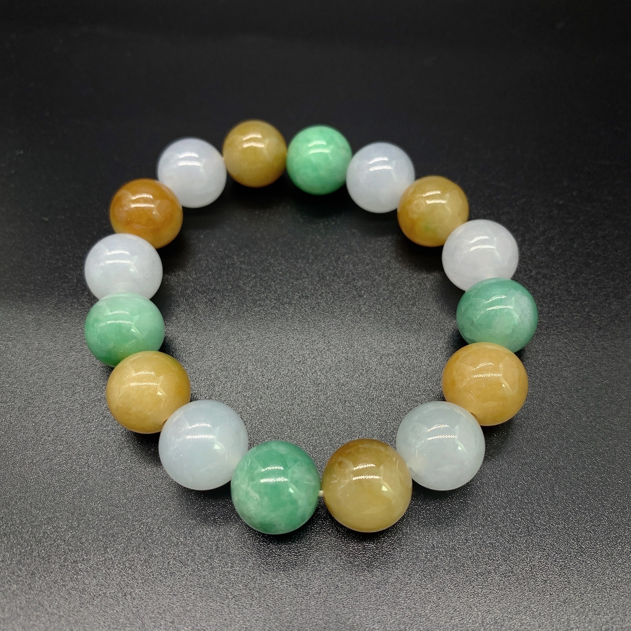 【 Oriental Jade 】 Natural Burmese jadeite A-grade jade tricolor ice type bracelet, jadeite jewelry details Picture