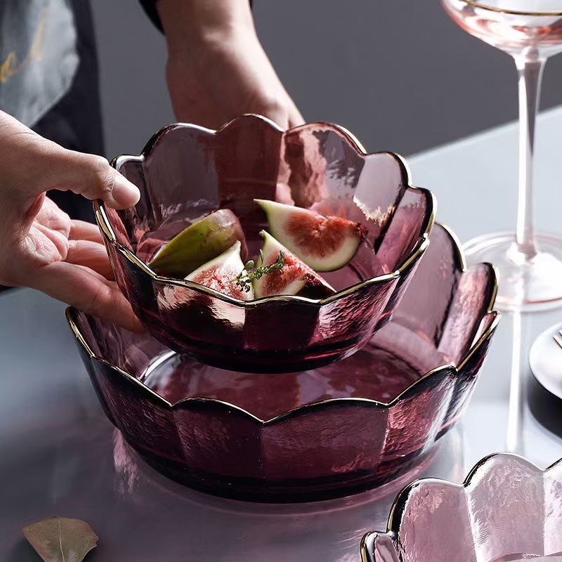 Glass plates, glass bowls, creative home daily necessities and decorative items, high-end decoration Specification image