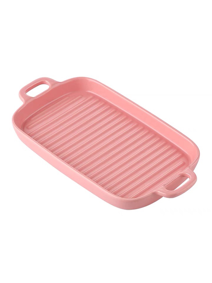 Yongsheng Ceramic Rectangular double-ear oven baking tray, creative large ceramic home fish plate, wing plate, home vegetable plate YS101 Application Scenario