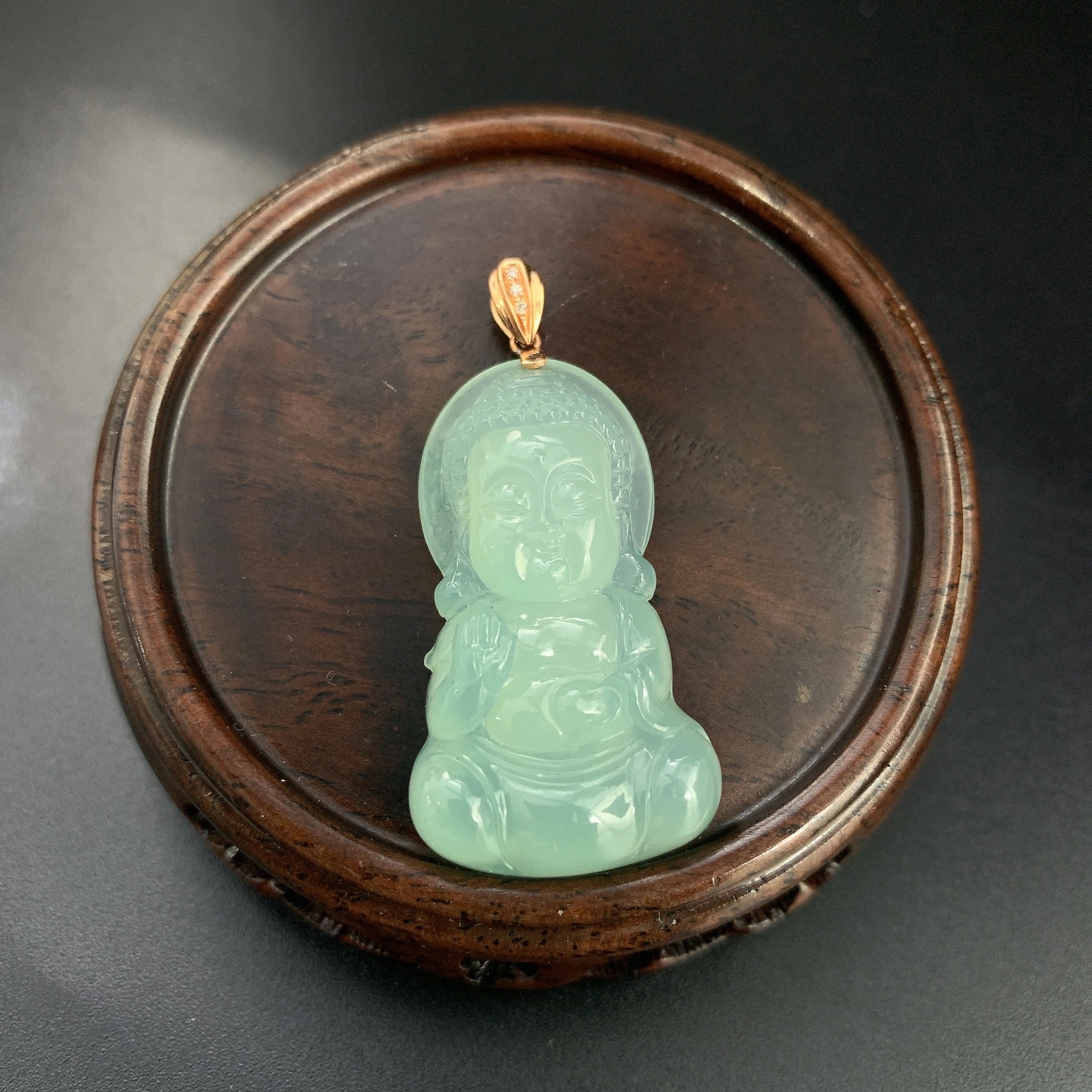 【 Oriental Jade 】 Natural Burmese jadeite and jade A-grade Guanyin fine glutinous variety Baby Buddha pendant jadeite necklace Specification image