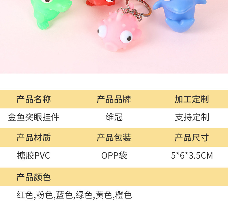 突眼钥匙扣搪胶发泄玩具新款金鱼突眼可爱卡通挤眼钥匙扣小挂件 搪胶发泄产品厂家 详情图5