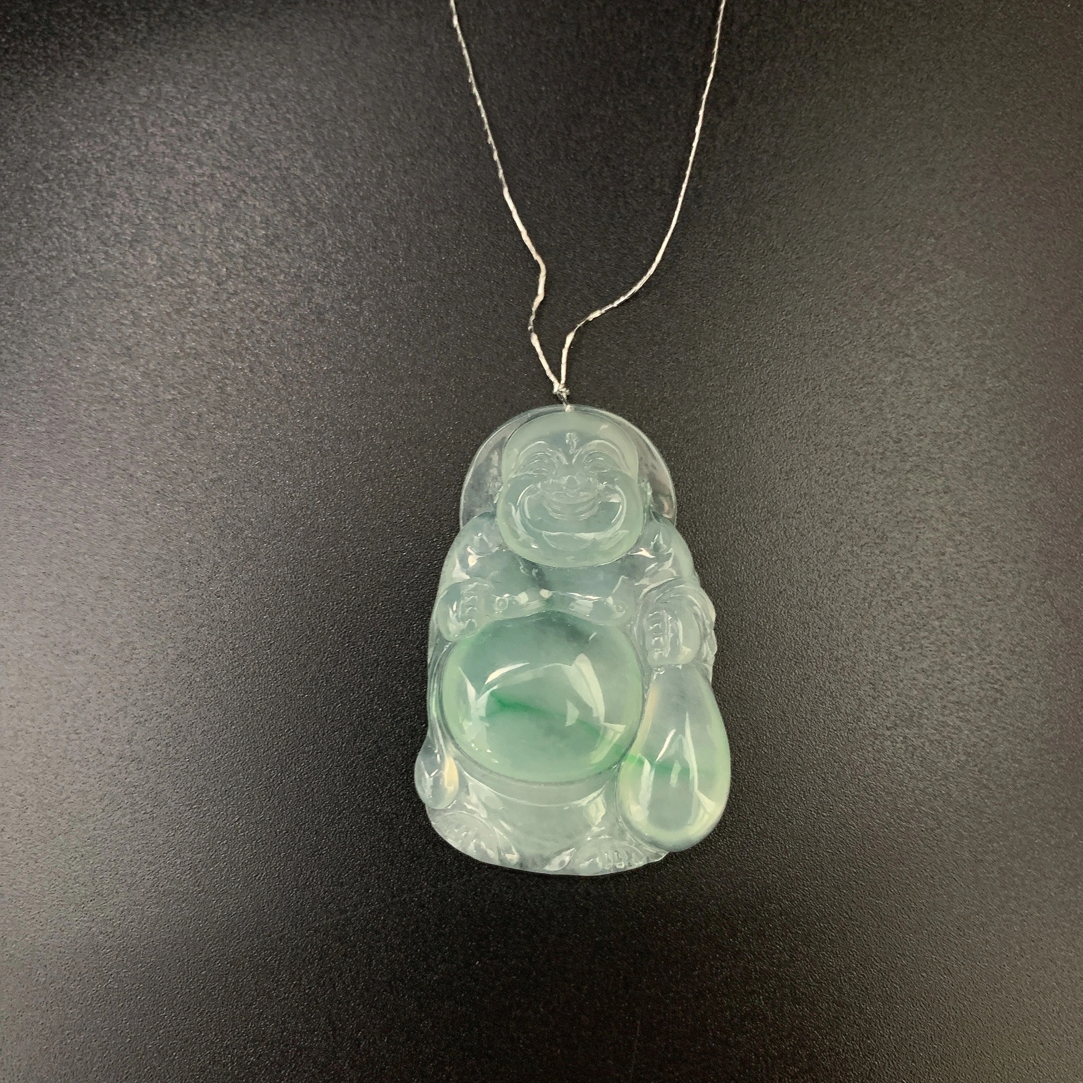 【 Oriental Jade 】 Natural Burmese jadeite and jade A-grade glutinous ice gold thread type cloth bag Buddha Pendant jadeite necklace Specification image