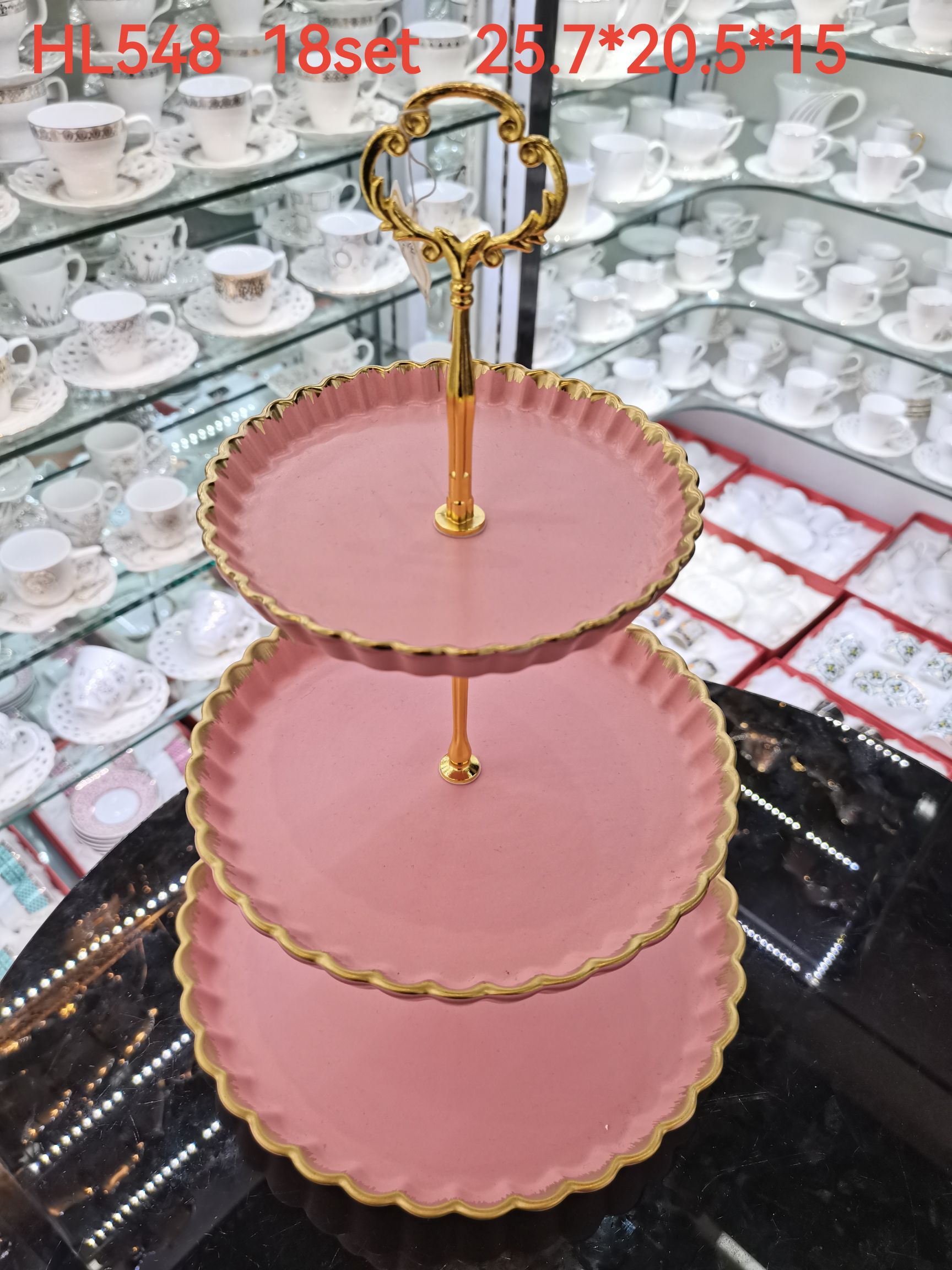 European-style ceramic fruit plate, one or three layers of pastry rack, living room fruit plate, wedding dessert, cake plate, cake rack, candy plate, Medley 042 details Picture