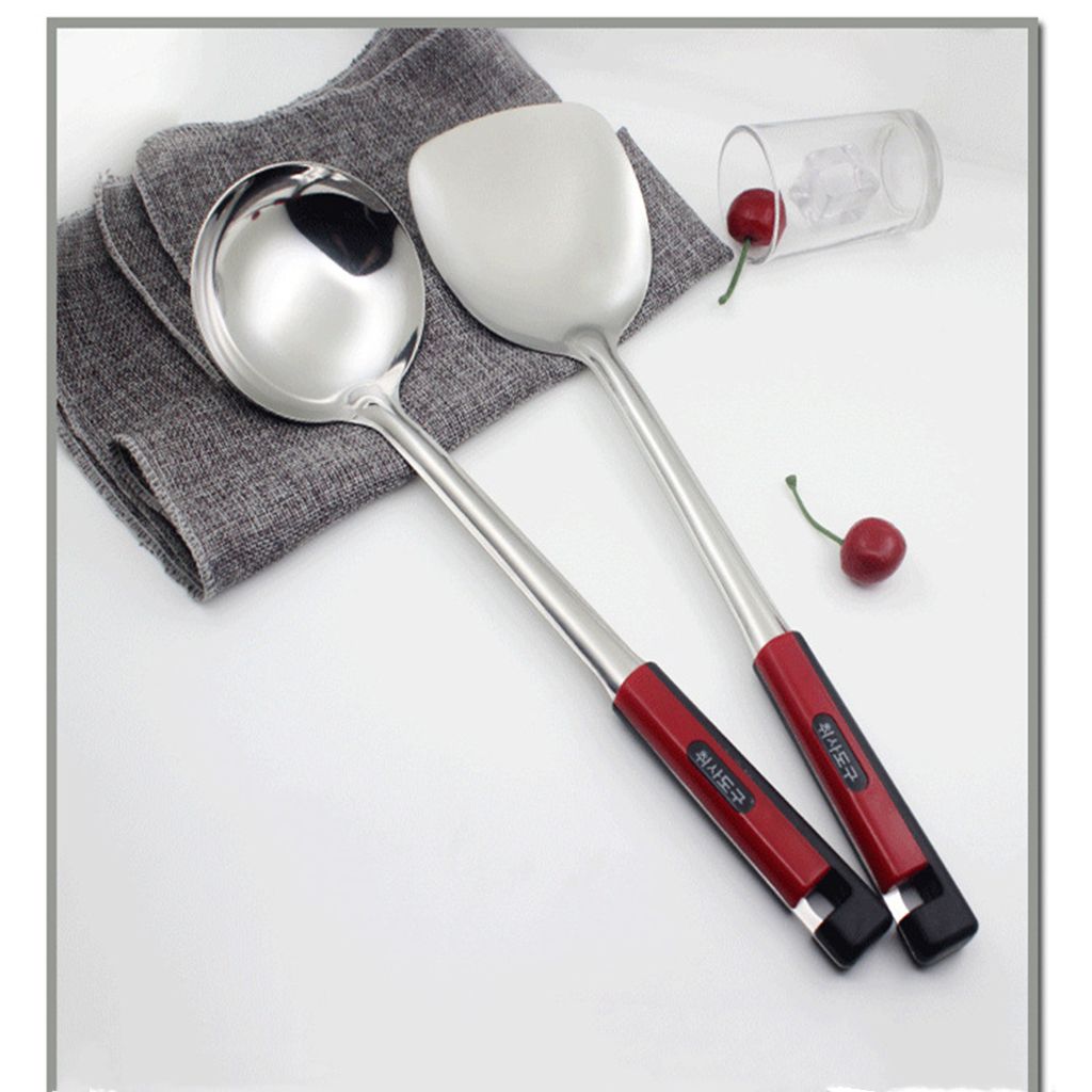 201不锈钢烹饪韩文铲勺厨具套装防烫炒菜锅铲煎铲汤勺漏勺 