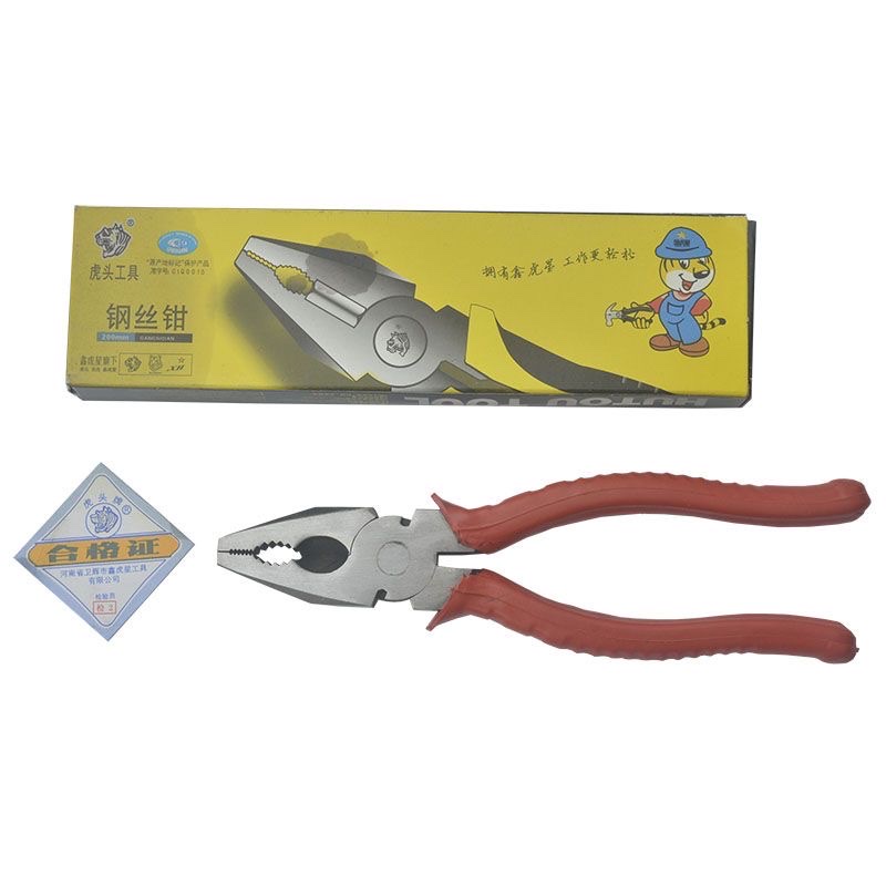 Electrician 8-inch Tiger Head brand wire cutters, Xinhuxing pliers, old model comfortable hand pliers, clamping fitter, carbon steel forging Specification image