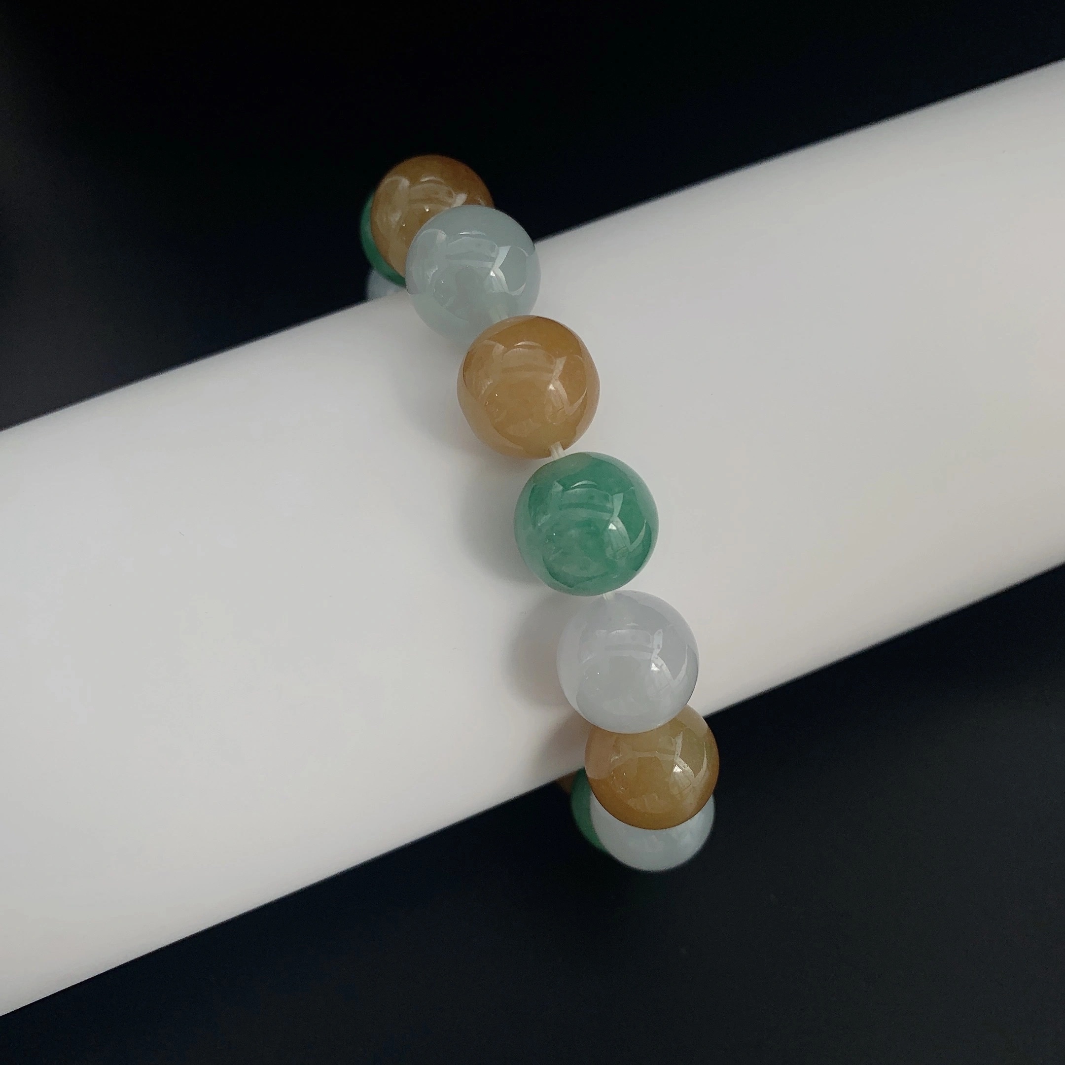 【 Oriental Jade 】 Natural Burmese jadeite A-grade jade tricolor ice type bracelet, jadeite jewelry Specification image