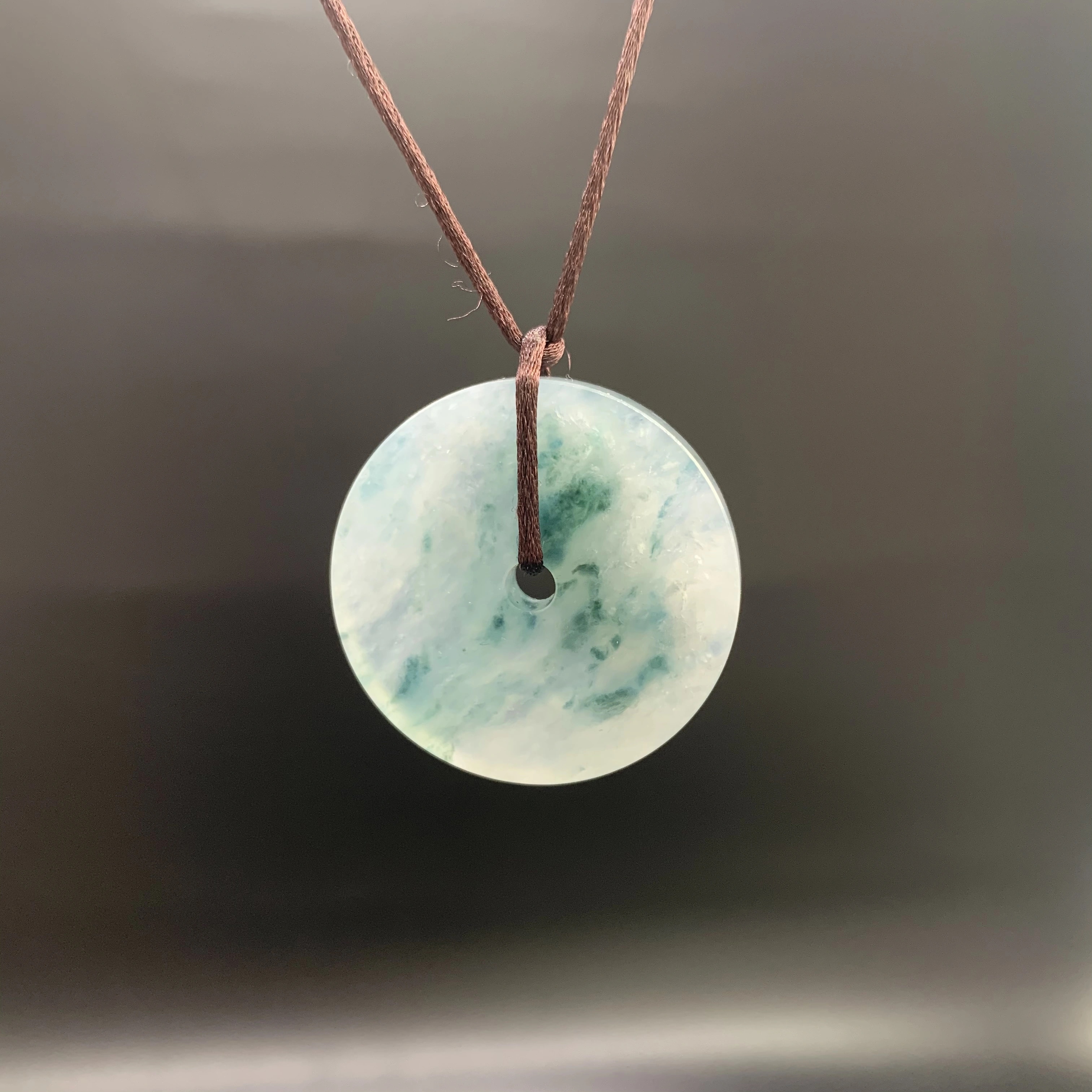 【 Oriental Jade 】 Natural Burmese jadeite A-grade floating flower peace pendant with square edge jadeite neck decoration