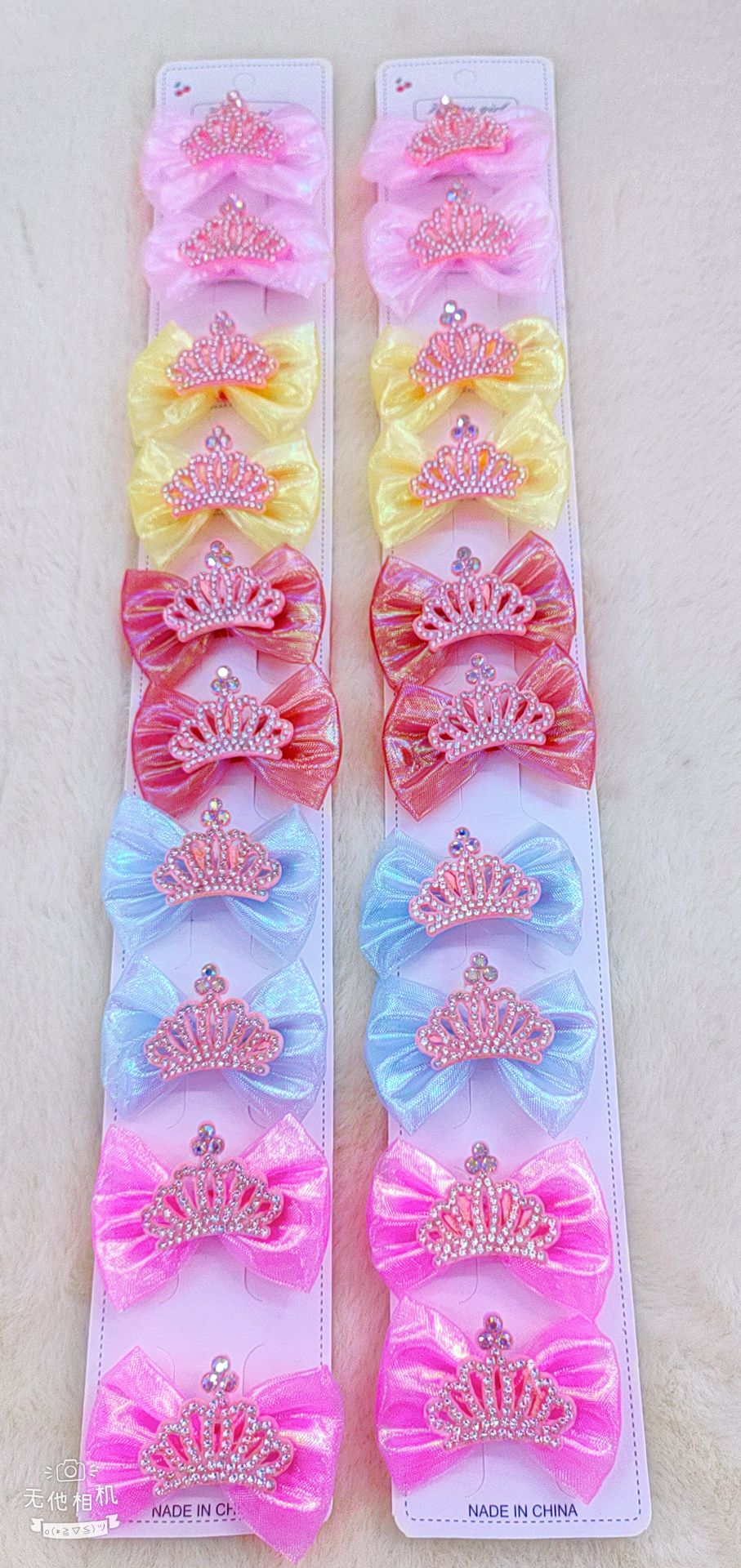 儿童饰品爆款卡通盘发发夹儿童头饰发夹BB夹10个装亮纱领结Y夹