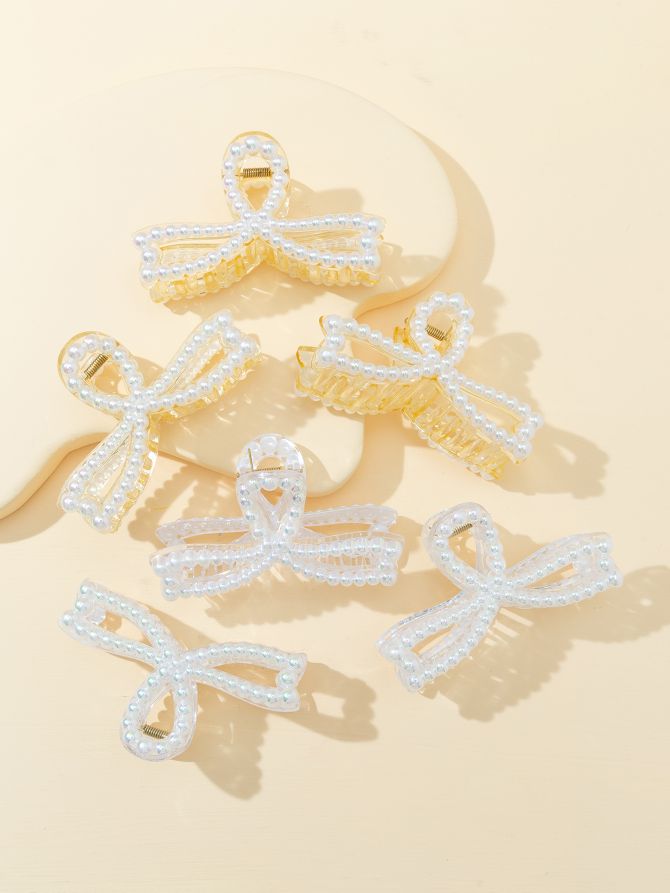 Haishen Accessories 13 cm popular pearl bestseller, a trendy ladies' champagne pearl shark grab tie style shower clip Item Picture