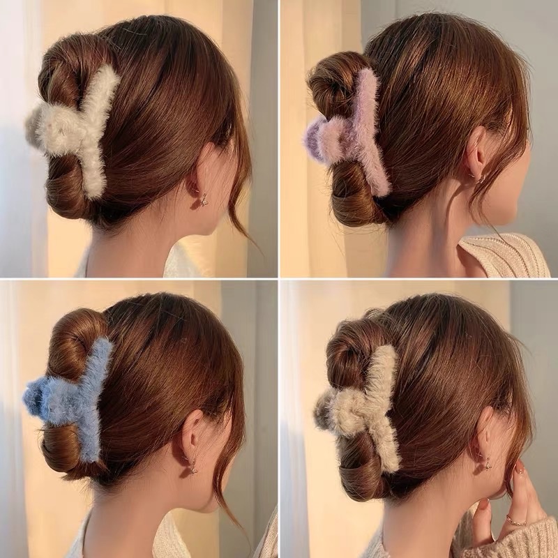 Plush claw clips, hair clips, autumn and winter large shark clips, hair clips, popular 2021 new style, elegant hair clips Item Picture