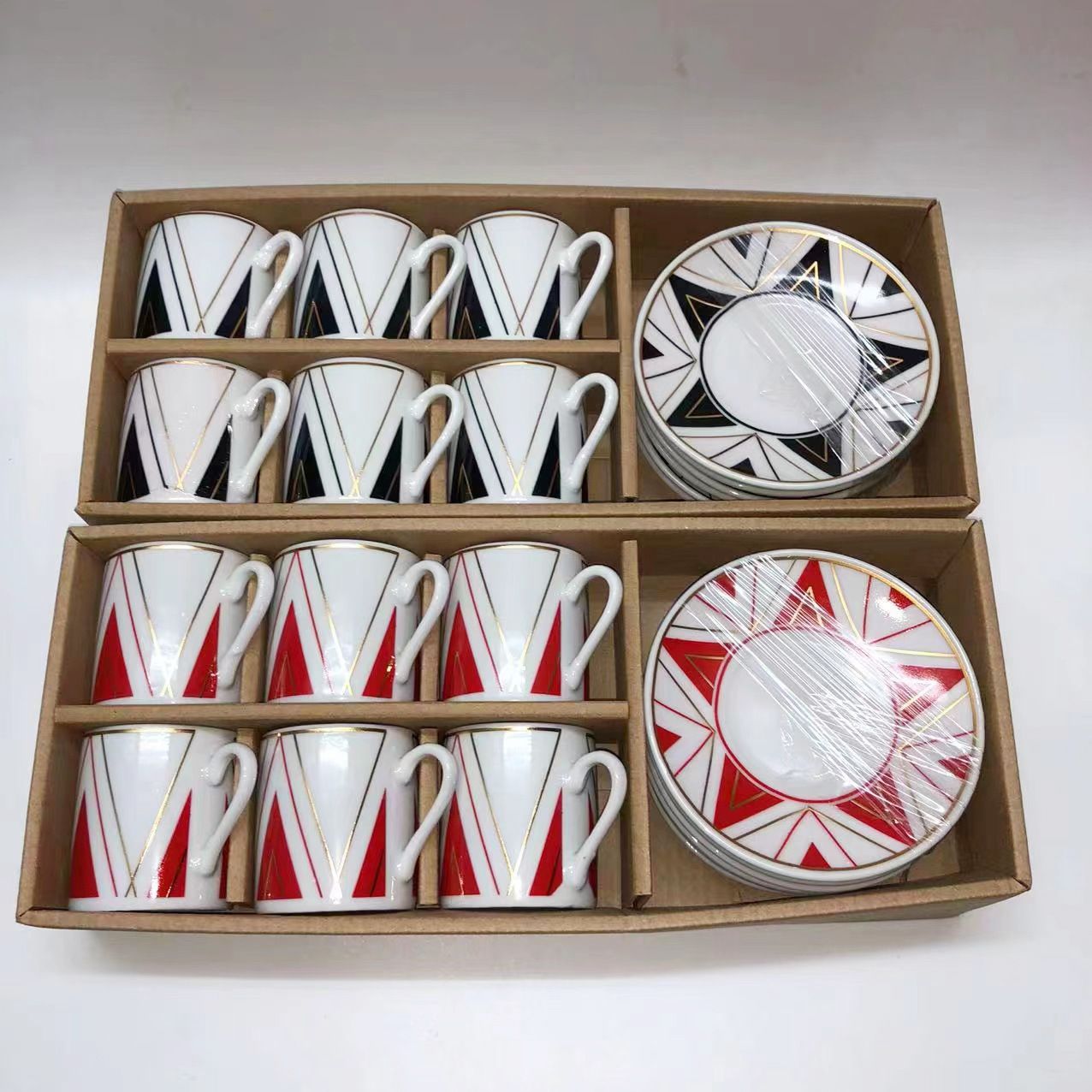 New European-style ceramic coffee cup and saucer set, gold-embossed coffee cup, Middle East cross-border 6 cups and 6 saucers flower tea cup gift, Medley 018 Application Scenario