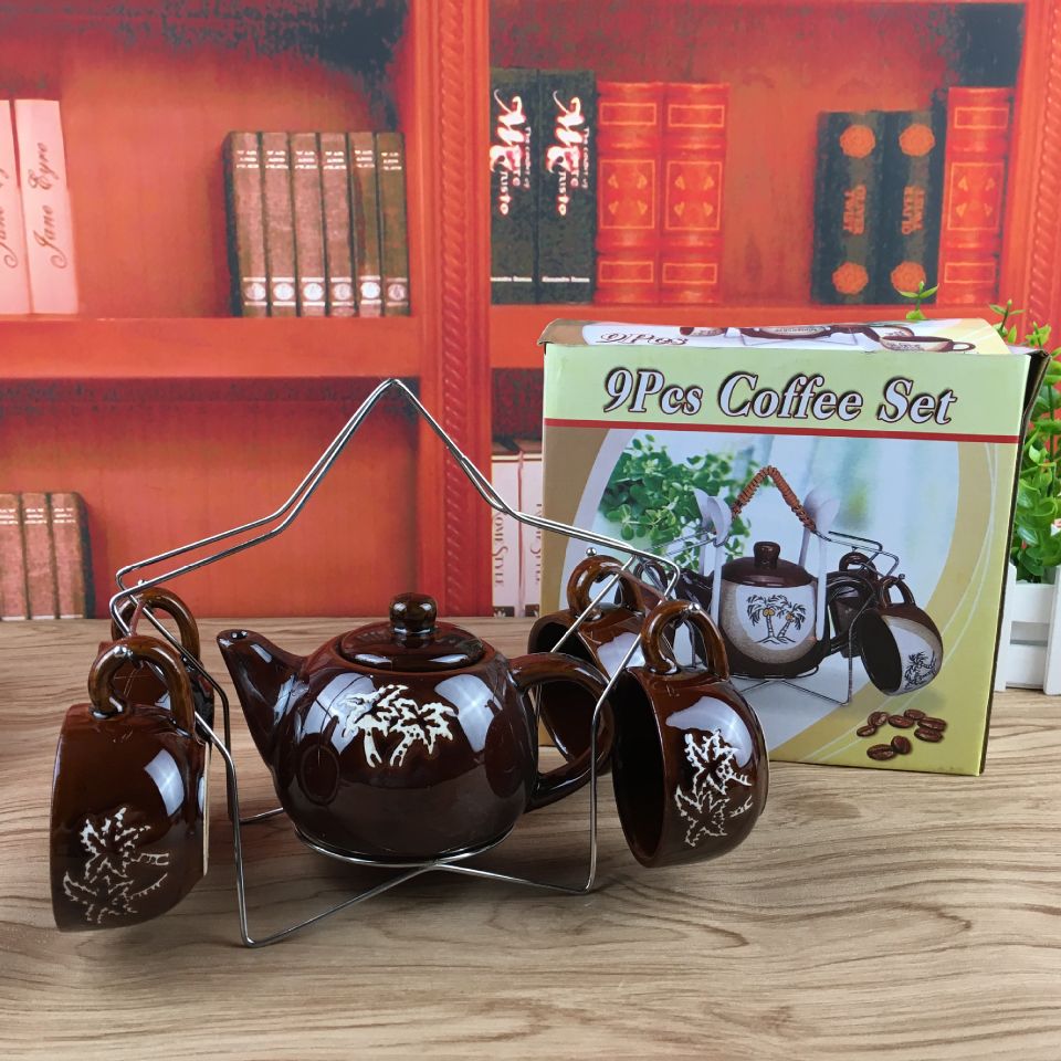 Four-cup and one-pot tea set, ceramic coffee water cups, 10 yuan store, street stall supply, department store, Meideli 022 Specification image