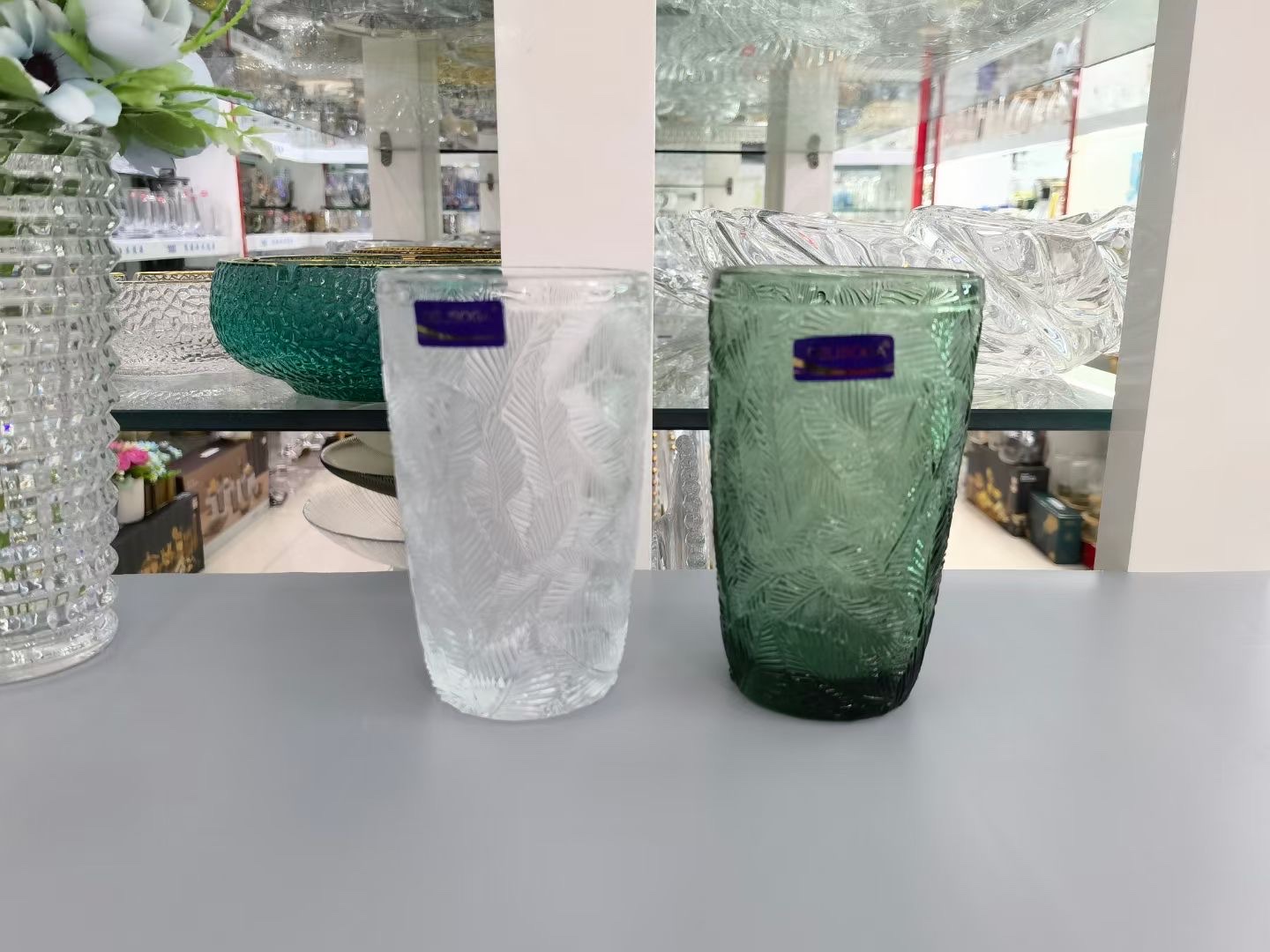 DELISOGA新品380ml刻花杯 多色多花纹可选（清装）