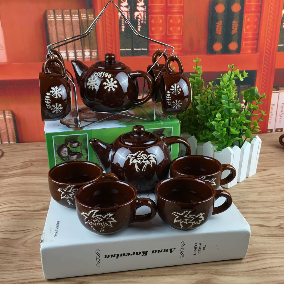 Four-cup and one-pot tea set, ceramic coffee water cups, 10 yuan store, street stall supply, department store, Meideli 022