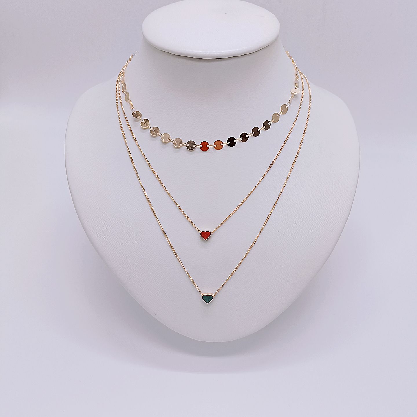 Three-layer heart necklace details Picture