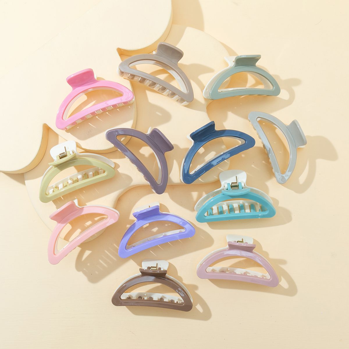 Haishen Accessories, a popular and trendy Korean-style fashion double-combination 12-color arc-shaped semi-circular grab clip, bath clip, shower clip, shark clip