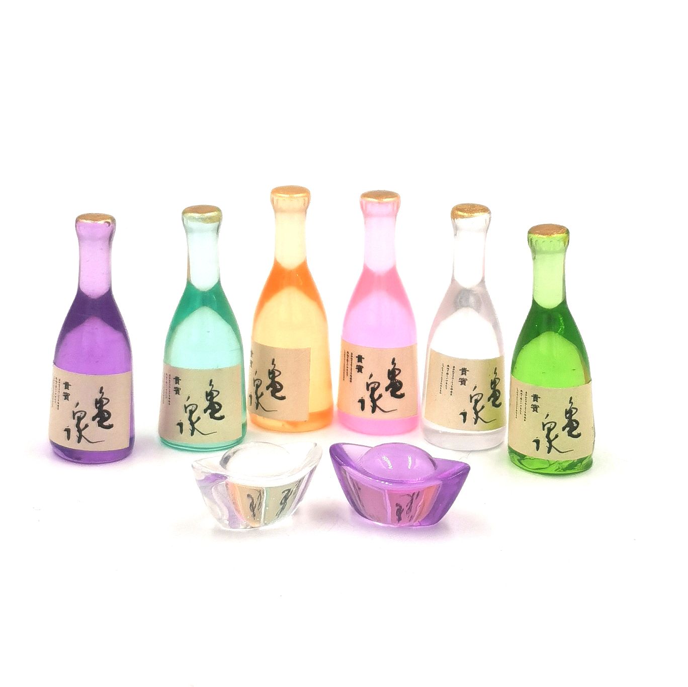 Resin accessories, mobile phone cases, refrigerator patch materials, DIY handmade small bottles, wine bottles, simulation toys, jewelry accessories, beverage bottles, food and play ornaments, mixed bottles, wholesale Japanese sake, Kamezumi sake, one pack of 500 pieces Specification image