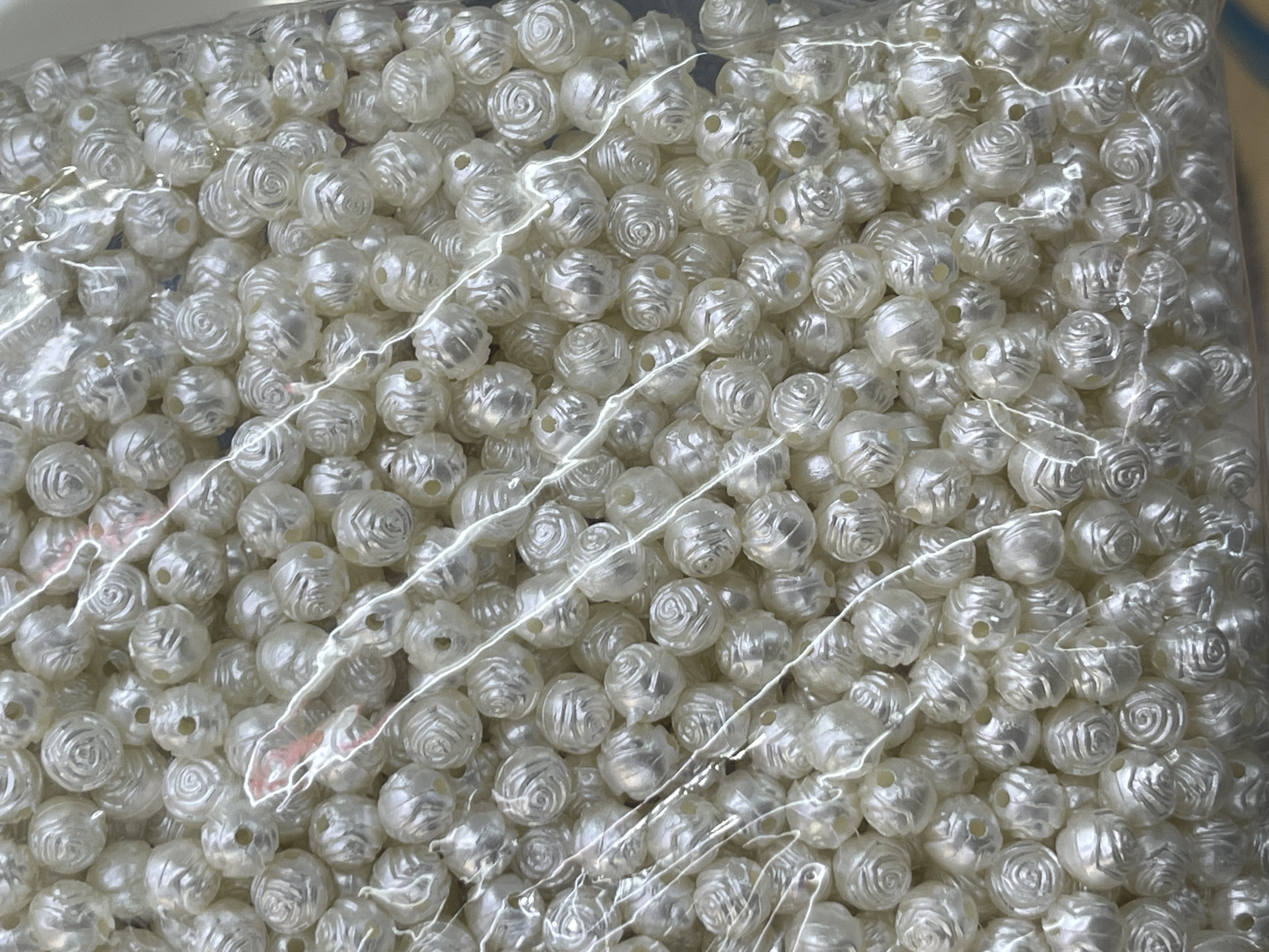 A093高亮ABS仿珍珠米白纯白色穿孔珍珠饰品材料服装辅料珍珠饰品