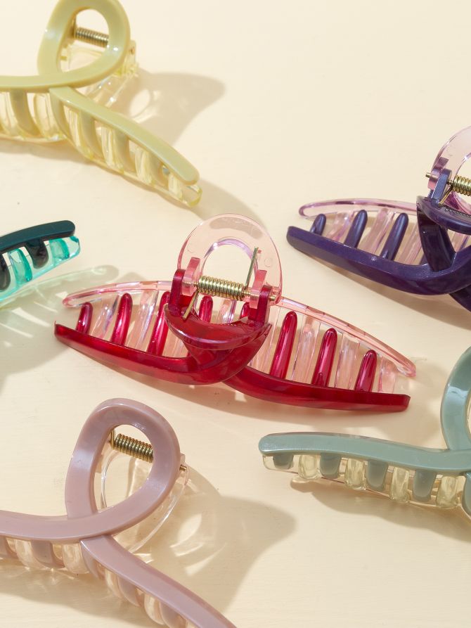 Haishen Accessories, a popular and trendy Korean-style fashion classic double-piece transparent 6-color hair clip, bath clip, shower clip, shark clip Specification image