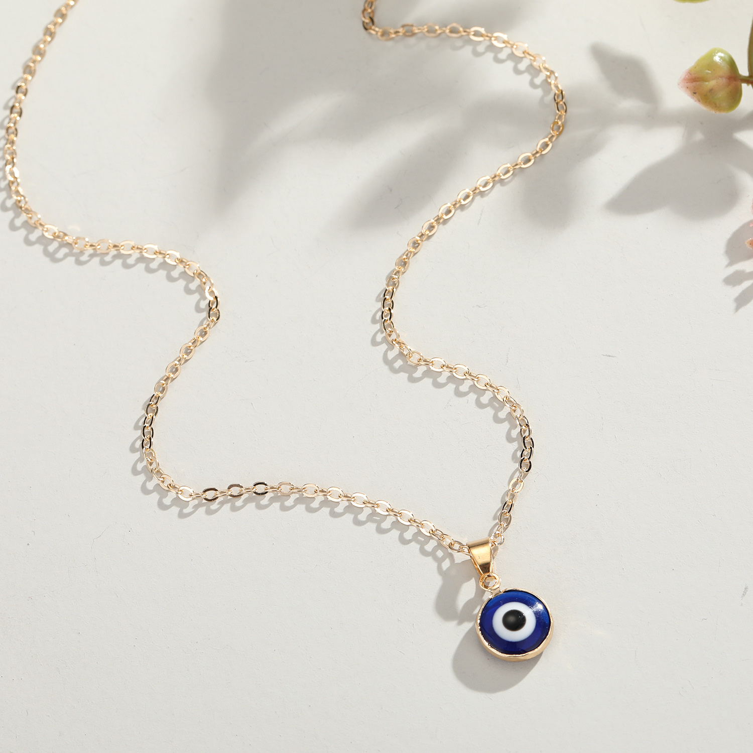 European and American cross-border jewelry, Turkish blue eye pendant necklace, simple rimmed eye necklace, women's foreign trade necklace Specification image
