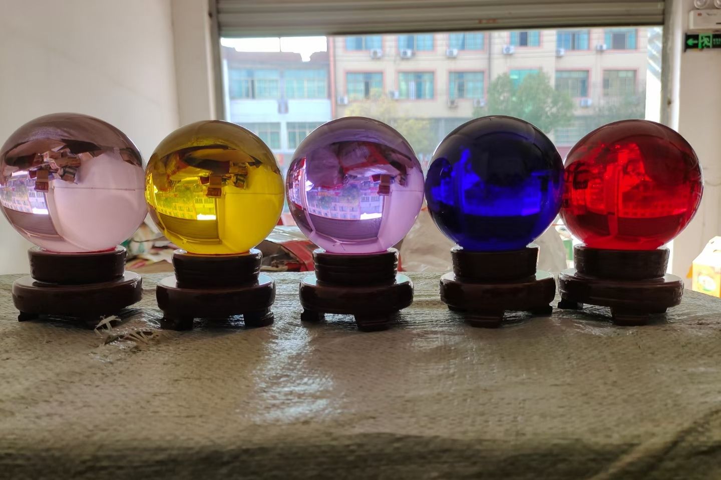 思文工艺水晶玻璃摆件玄关酒柜电视柜100彩色光球015