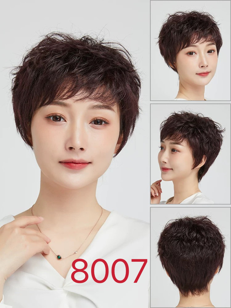Wig, real hair, full real human hair, Mom short curly hair wig set, real human hair full head set, natural 2021 new style 6 Application Scenario