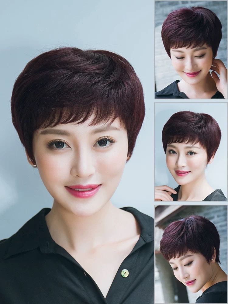Peluca cabello real cabello real completo mamá cabello rizado corto conjunto de peluca cabello real femenino conjunto de cabeza completo natural 2021 nuevo 7 Application Scenario