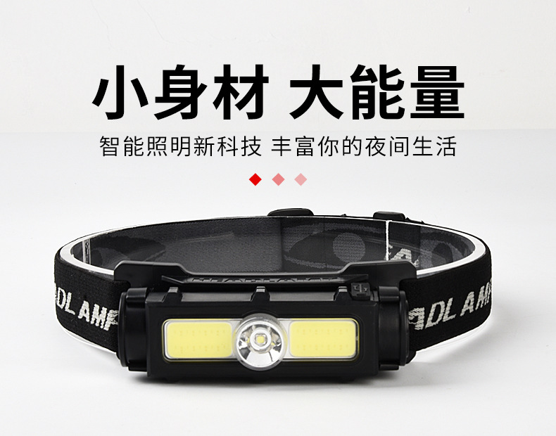 Strong light fishing headlamp, USB charging headlamp, outdoor LED dual-purpose head-mounted flashlight with magnet, direct sales detail image 3