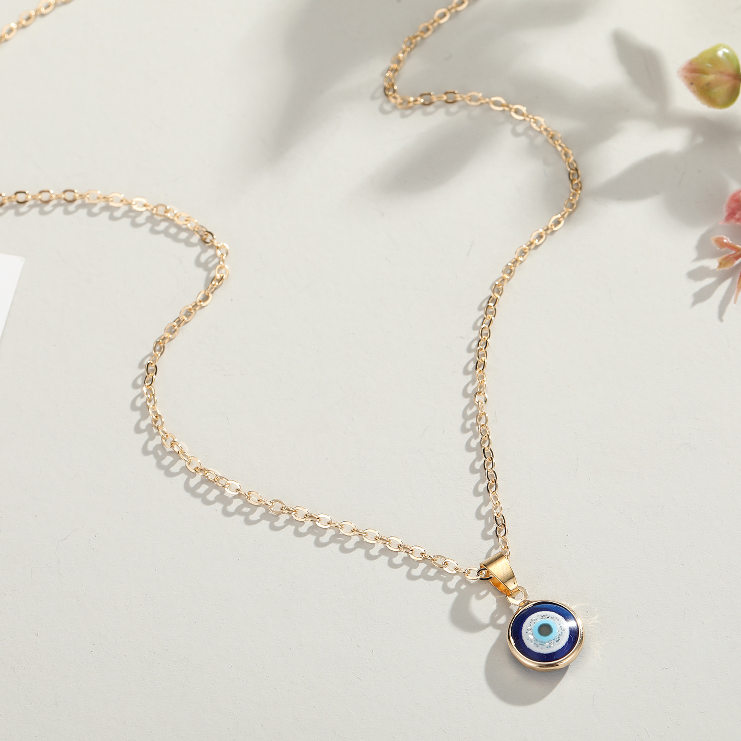 European and American cross-border jewelry, Turkish blue eye pendant necklace, simple rimmed eye necklace, women's foreign trade necklace details Picture