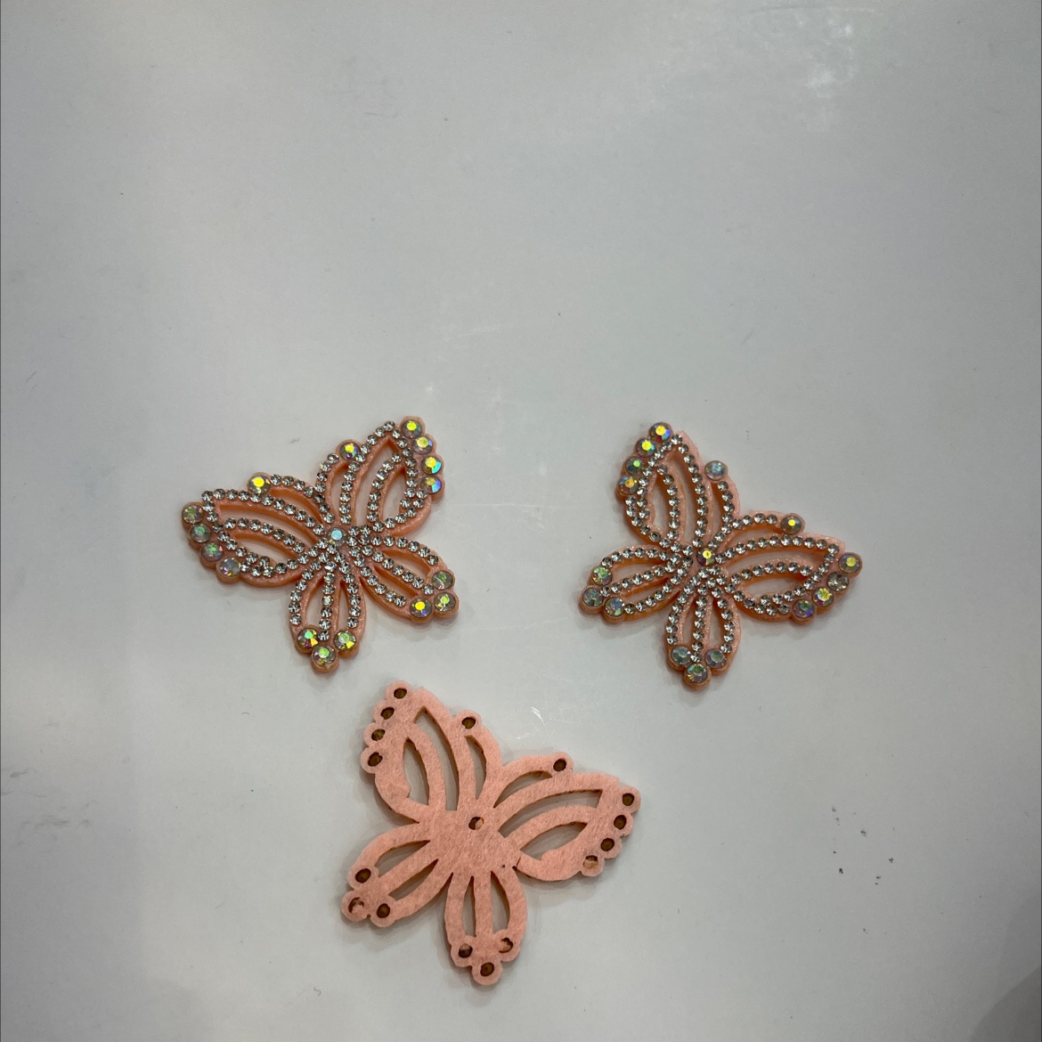 diy hair accessory semi-finished products with diamond-flower butterfly ultrasonic embossed patches details Picture