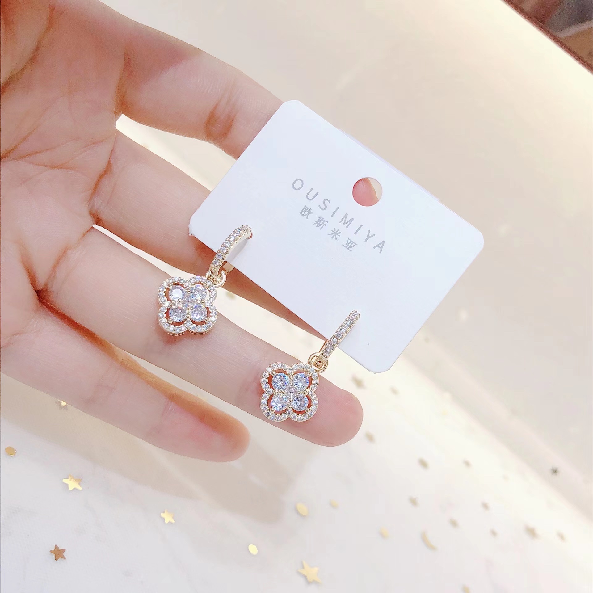 新款彩锆银针耳钉015
