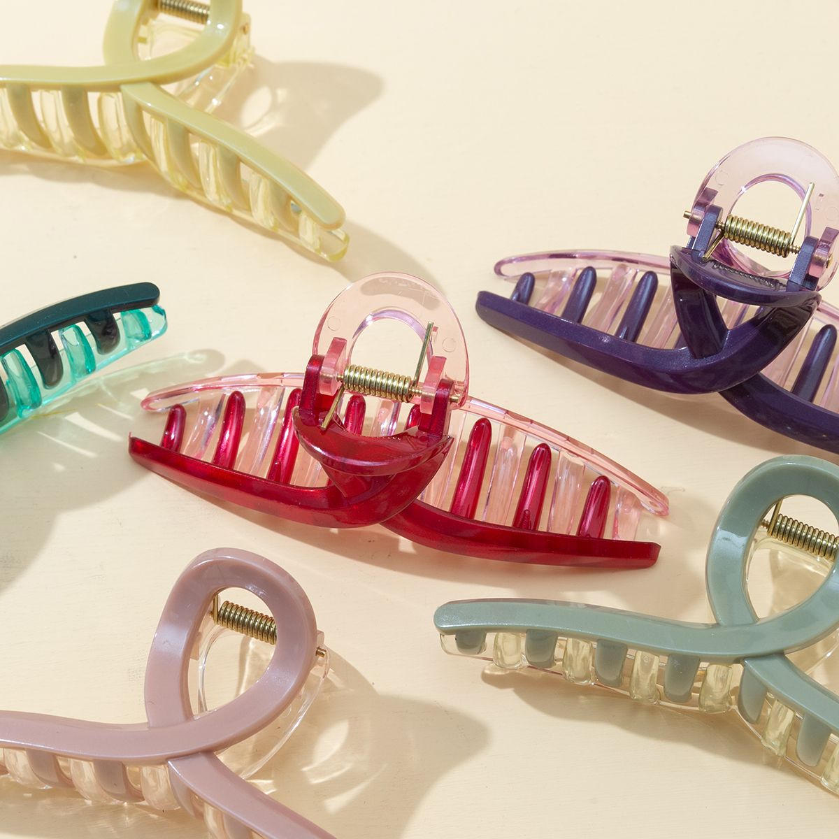 Haishen Accessories, a popular and trendy Korean-style fashion classic double-piece transparent 6-color hair clip, bath clip, shower clip, shark clip details Picture