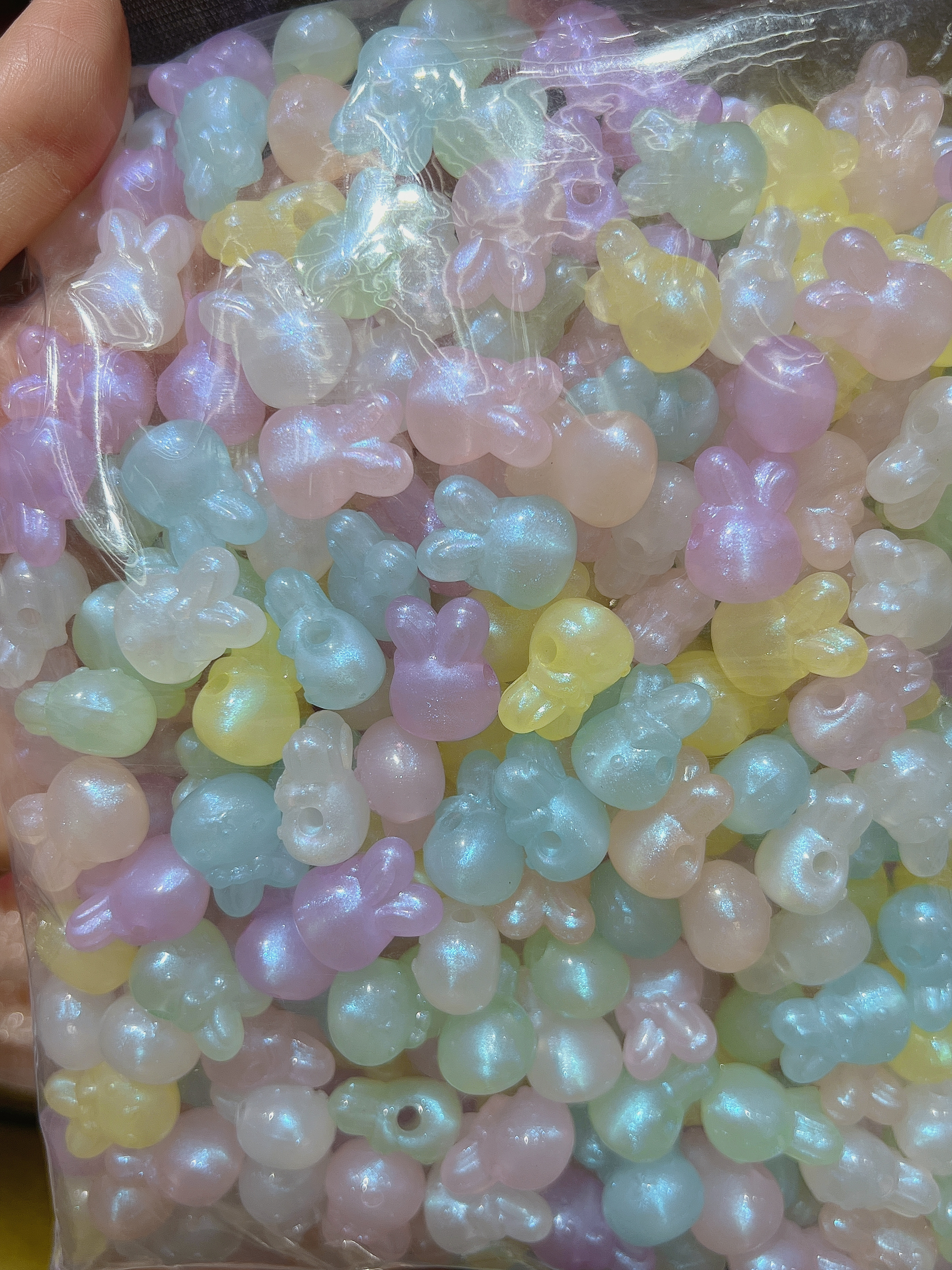 亚克力兔子人鱼姬夜光珠手工串珠diy饰品配件