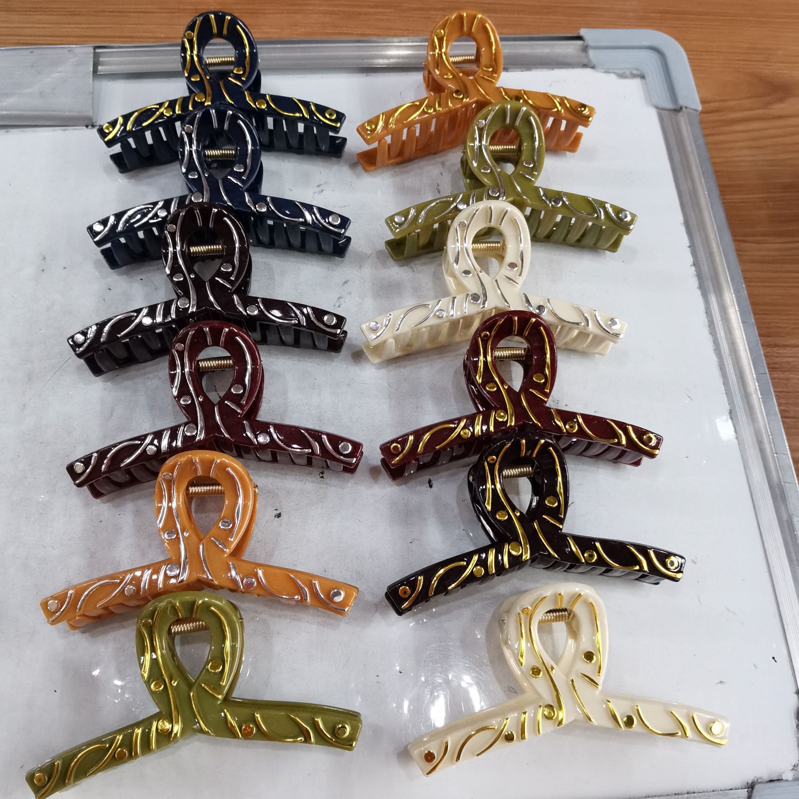 Hai Shen Accessories' new colorful coffee color, black base, white base, gold and silver, trendy Korean-style hair clips, bath clips and shower clips Specification image