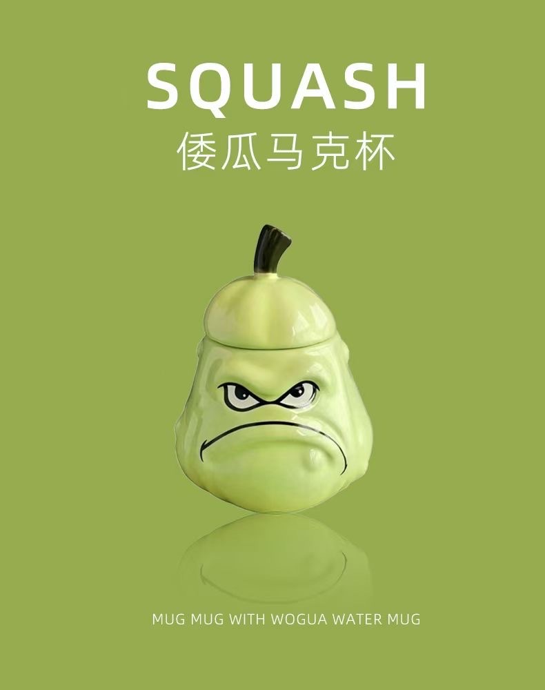 倭瓜窝瓜马克杯水杯稀奇古怪小摆件男生搞怪苦瓜杯子女带盖办公室鹏艺315