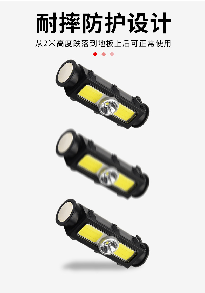 Strong light fishing headlamp, USB charging headlamp, outdoor LED dual-purpose head-mounted flashlight with magnet, direct sales detail image 13