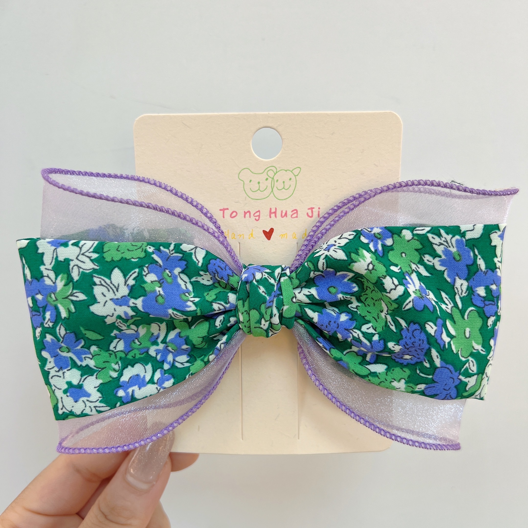 韩版碎花领结边夹详情1