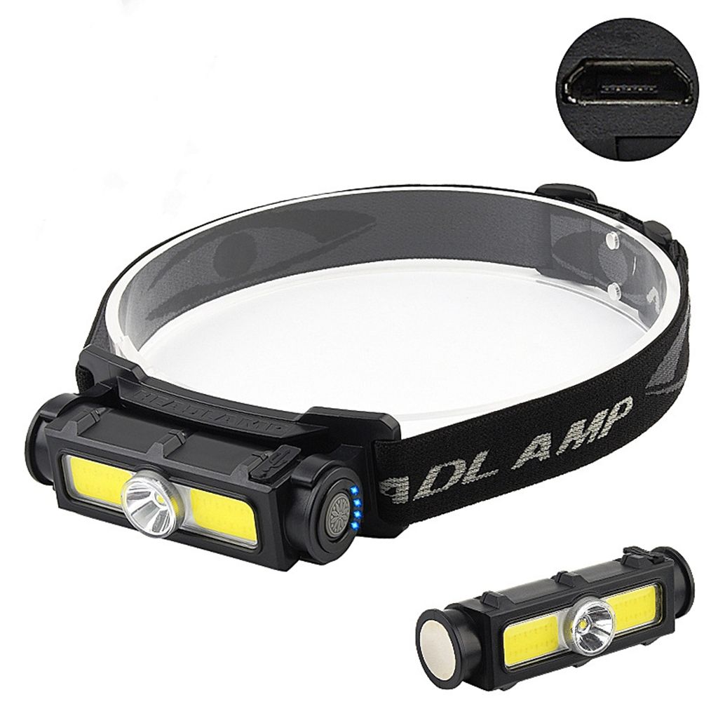 Strong light fishing headlamp, USB charging headlamp, outdoor LED dual-purpose head-mounted flashlight with magnet, direct sales