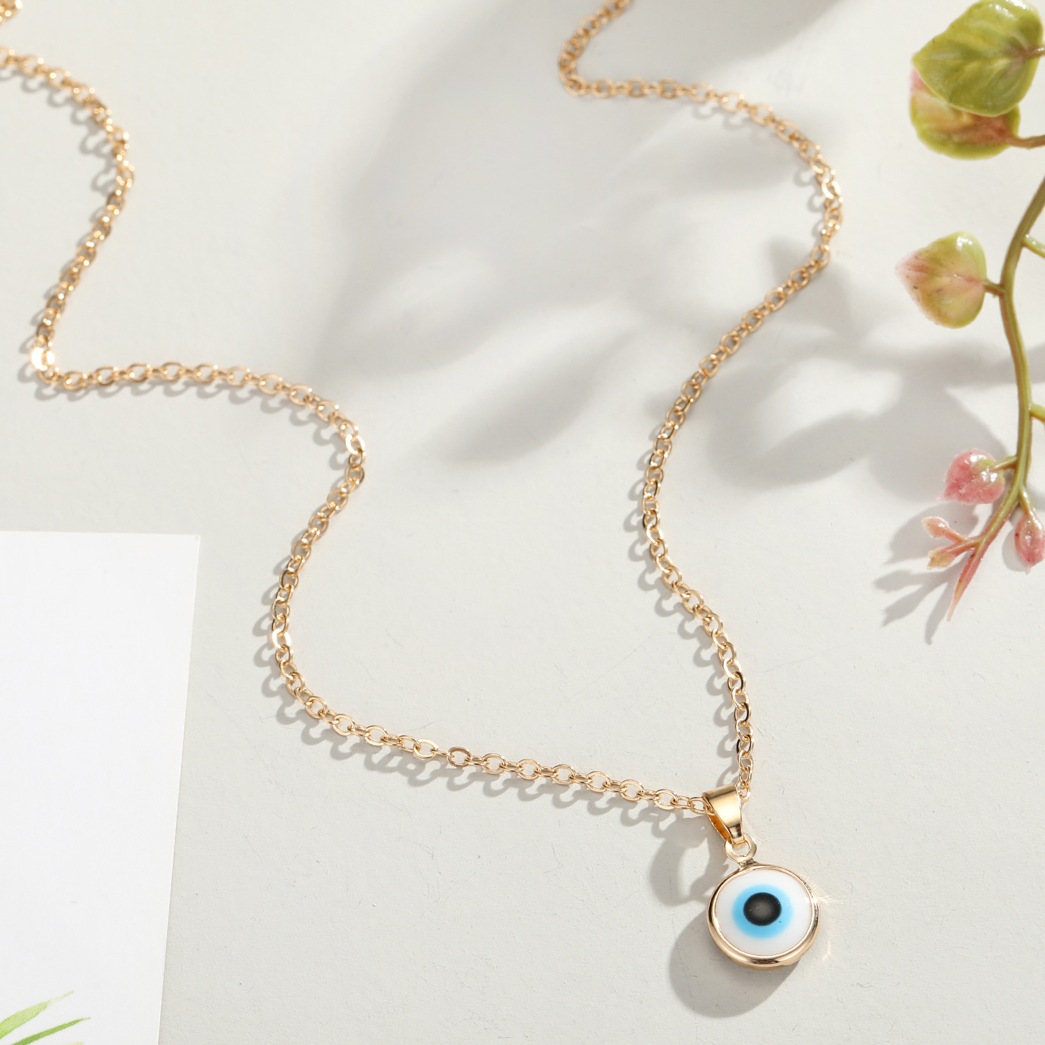 European and American cross-border jewelry, Turkish blue eye pendant necklace, simple rimmed eye necklace, women's foreign trade necklace Item Picture