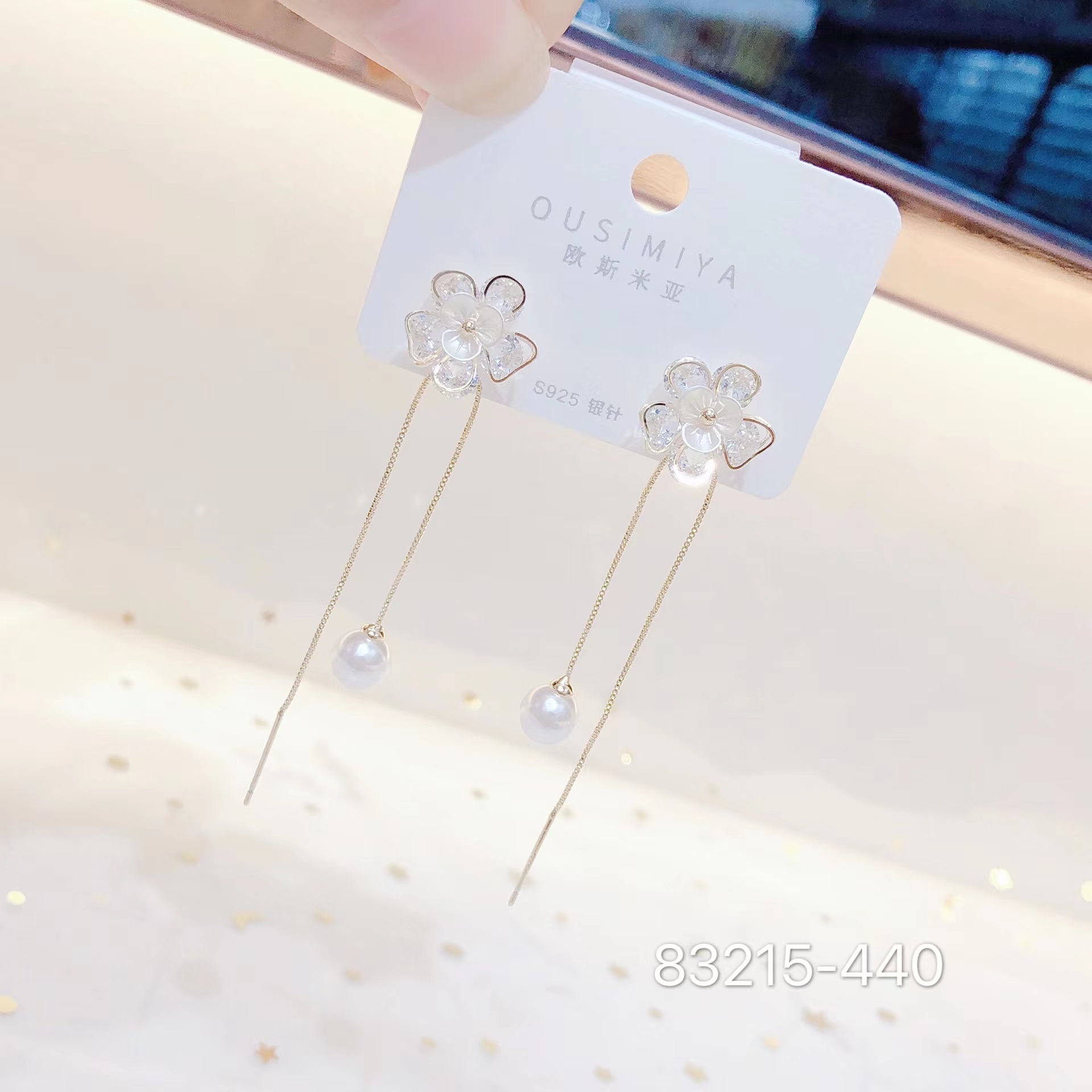 银针耳环/锆石系列/贝珠耳环产品图