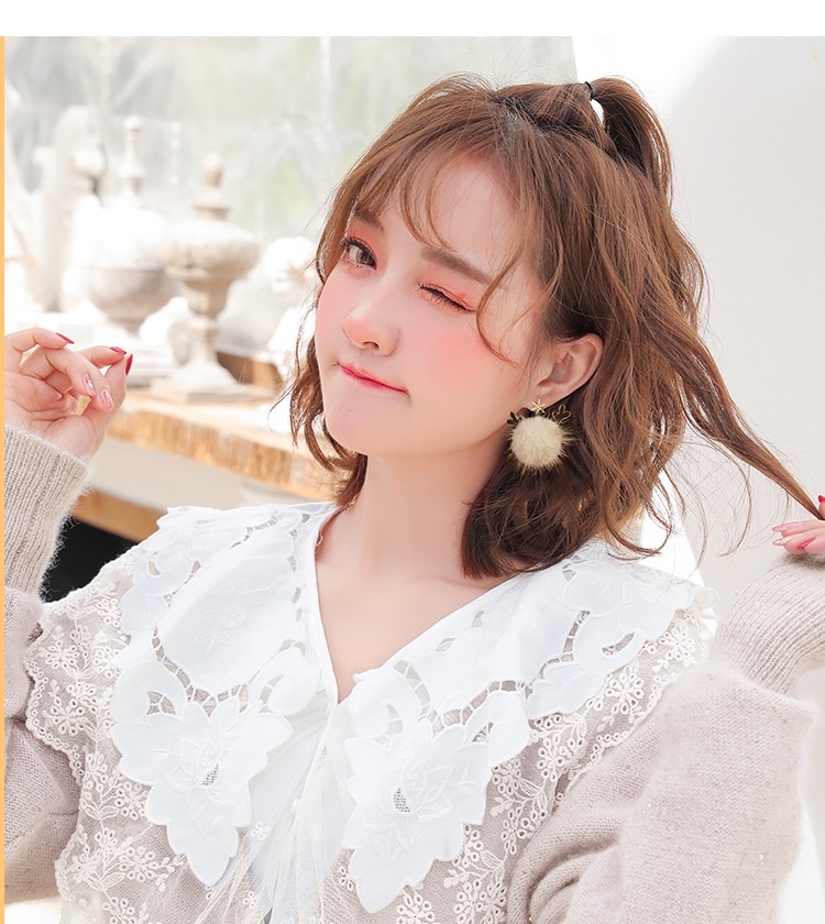 秋冬雪花毛球耳环可爱毛绒耳饰品耳钉毛茸茸