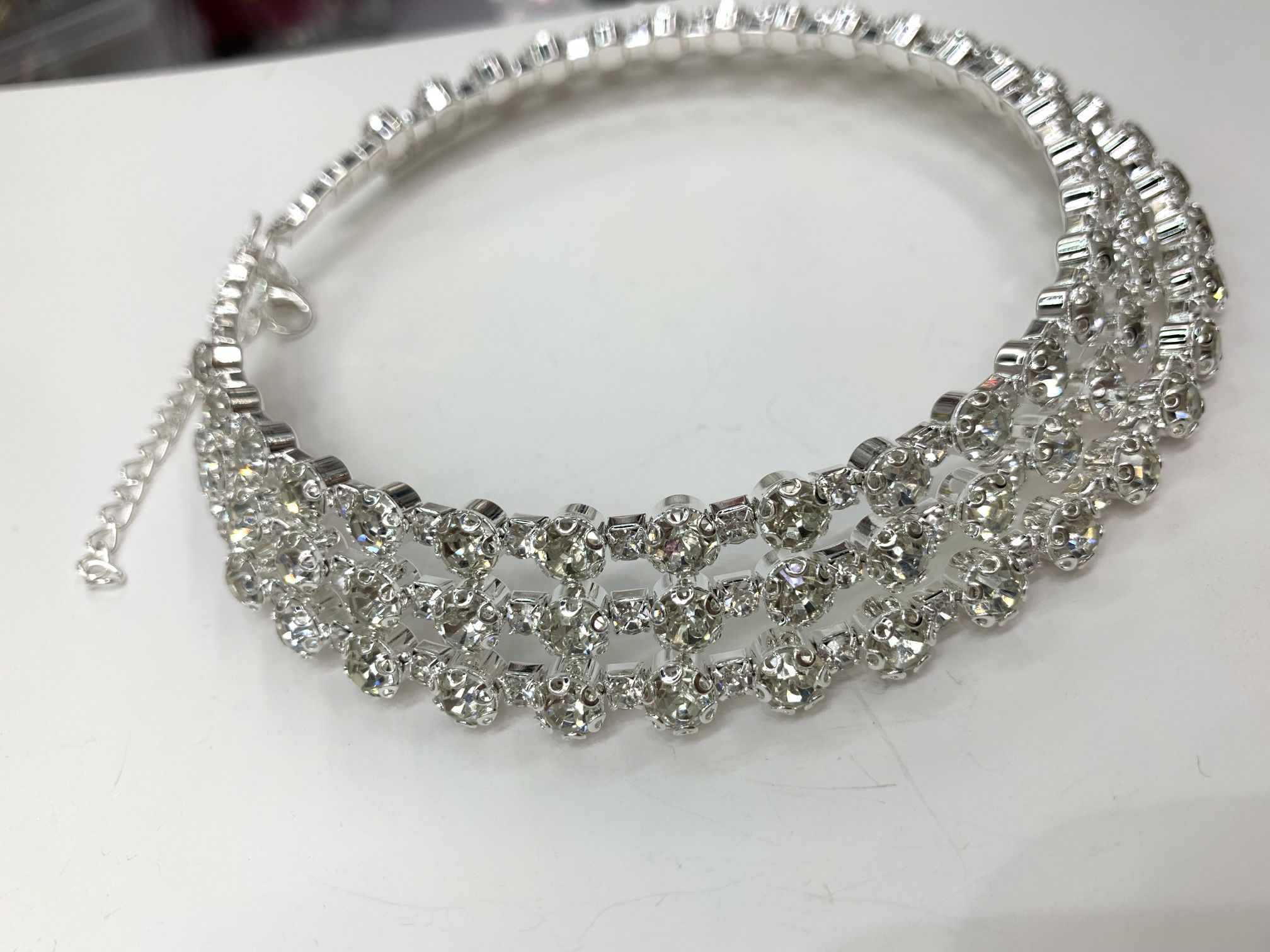 Korean version water diamond white European and American geometric shape independent packaging Harajuku women's necklace collarbone multi-layer collar Chao Xia 18 Specification image