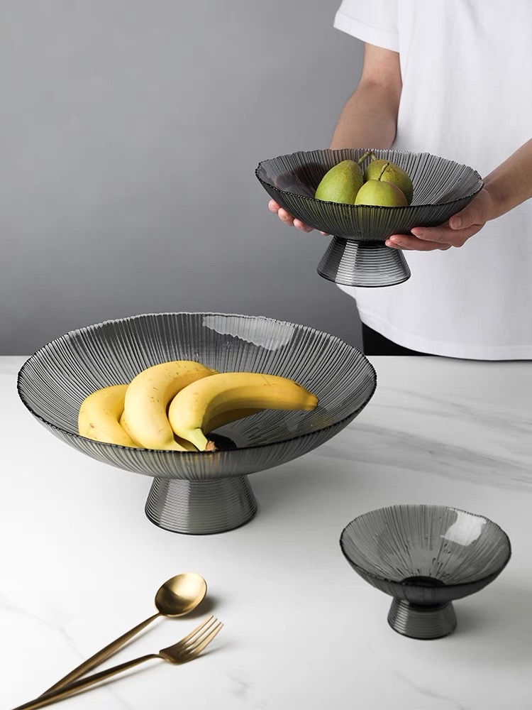 Glass bowls, fruit bowls with bases, light luxury high-end daily necessities, home gifts and decorative items details Picture