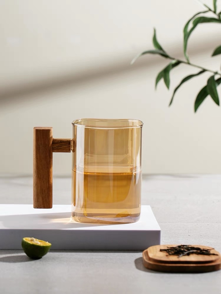 侘寂杯玻璃茶杯办公杯男士大容量茶水分离杯女生泡茶杯办公室水杯鹏艺2213