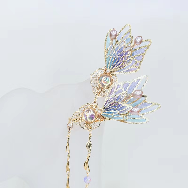 Bai Mei Shen, Butterfly Flow, Su Chai, ethereal ancient style hair crown, hair clip, Hanfu headwear Application Scenario